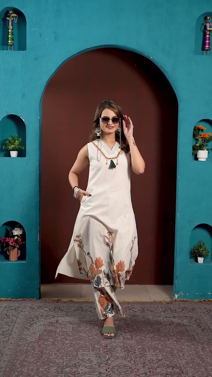 White Lotus Tassel Kurti Set