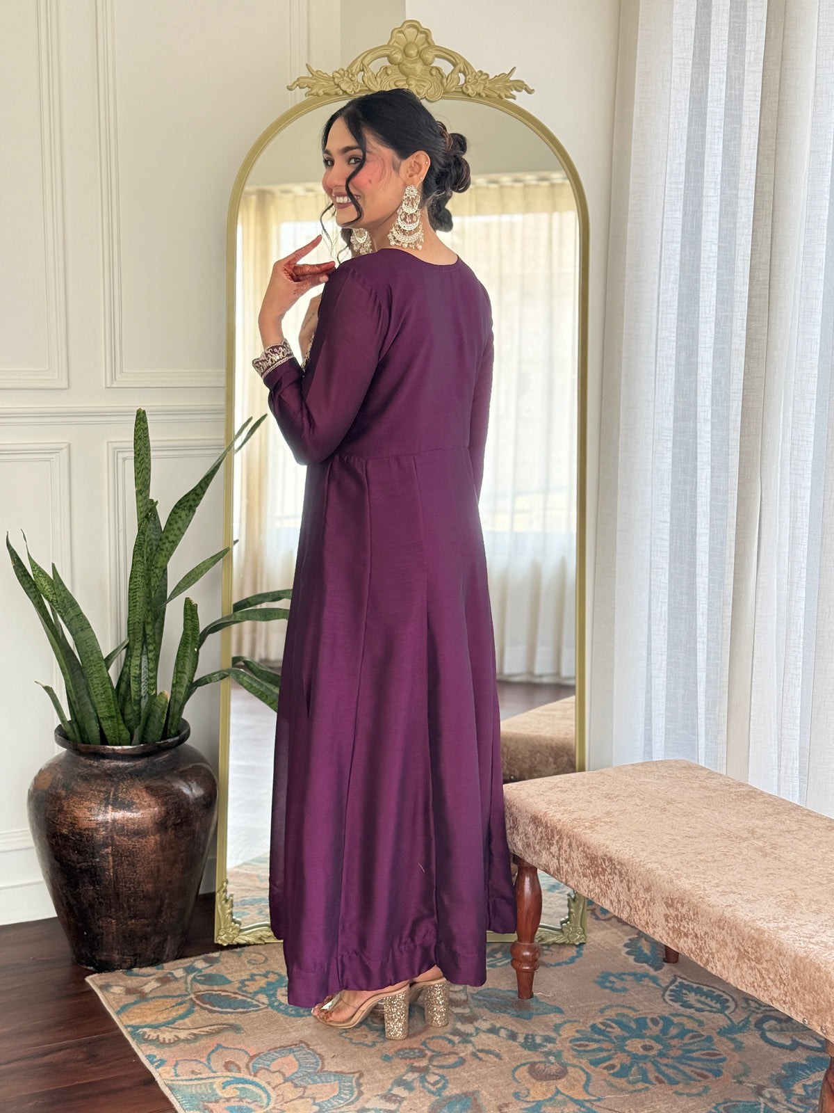 Women's Embroidered Anarkali and Pant with Dupatta Set
