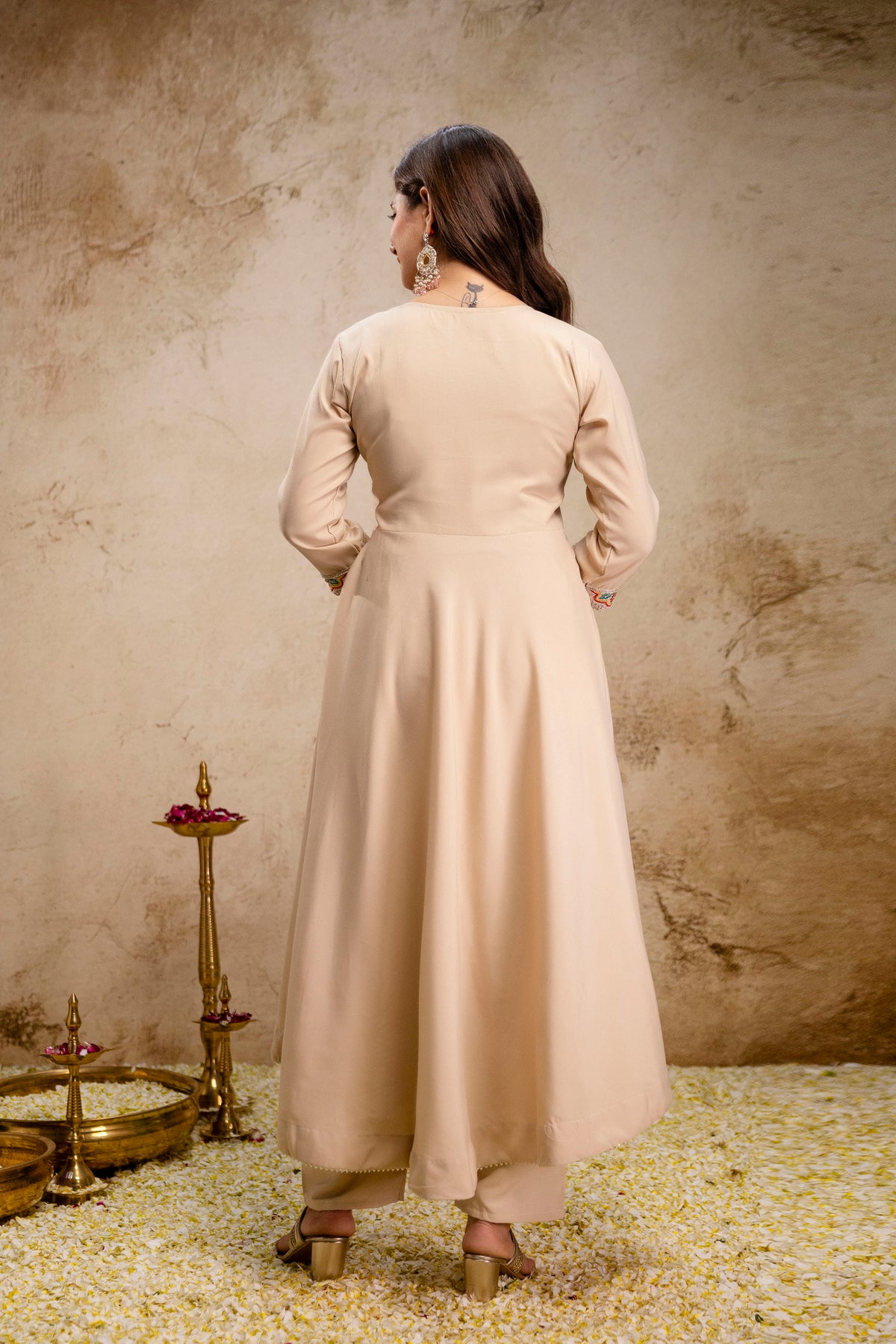 Elegant Chanderi Kurti Pant Set paired with a beautiful Chinon Dupatta