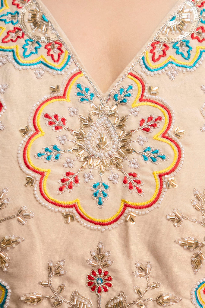 Elegant Chanderi Kurti Pant Set paired with a beautiful Chinon Dupatta