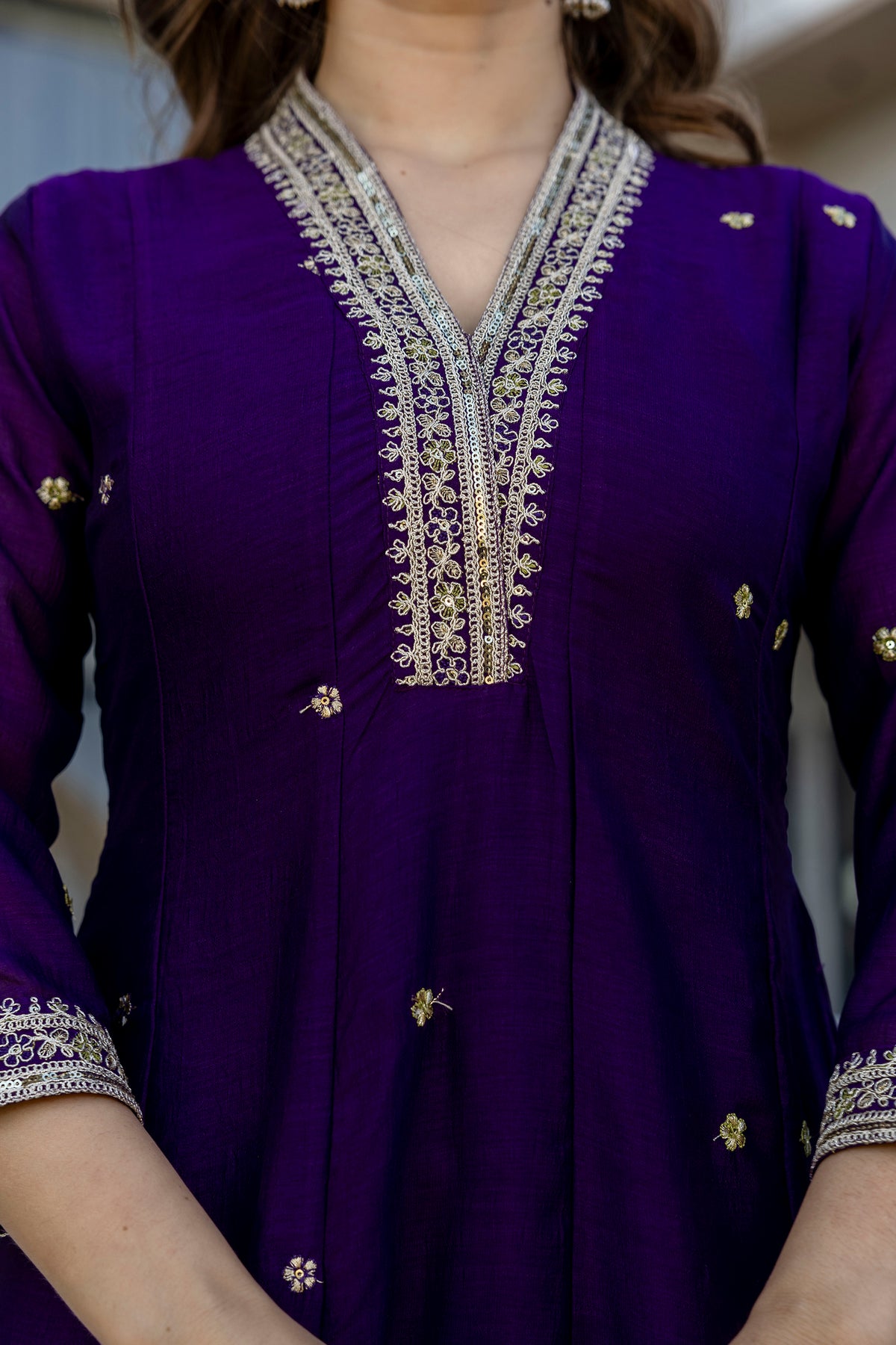 Women's Embroidered Anarkali and Pant with Dupatta Set