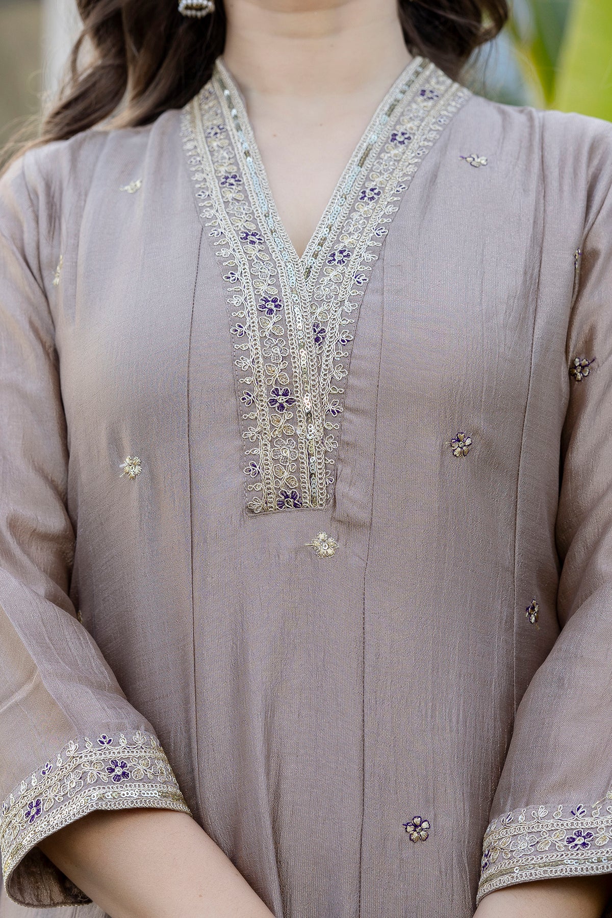 Women's Embroidered Anarkali and Pant with Dupatta Set