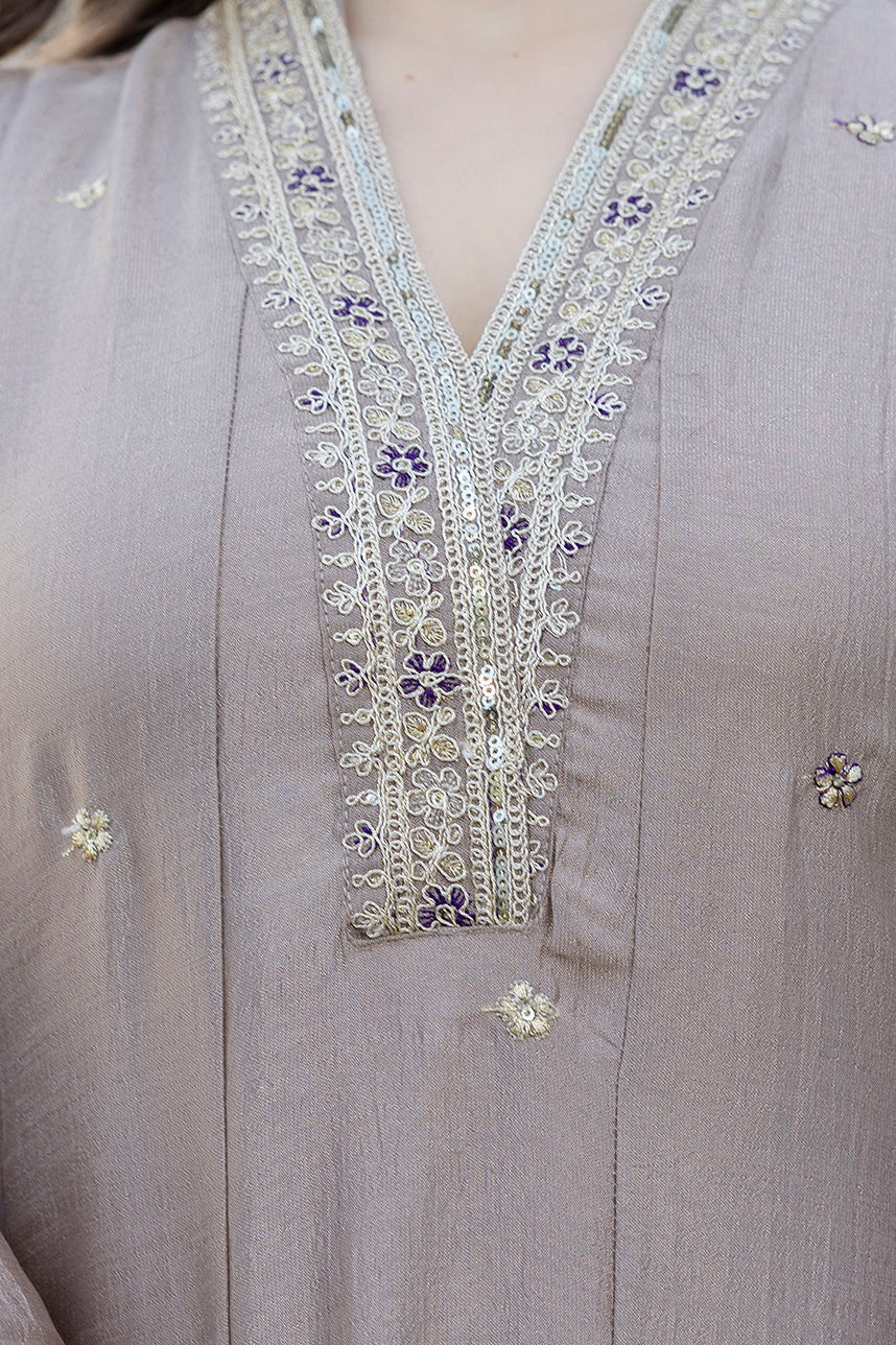 Women's Embroidered Anarkali and Pant with Dupatta Set