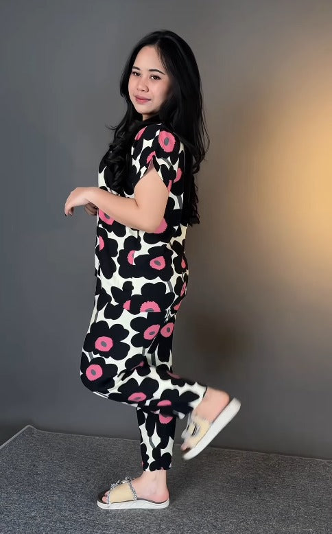 Trendy Printed Rayon Short Sleeve Co Ord Set