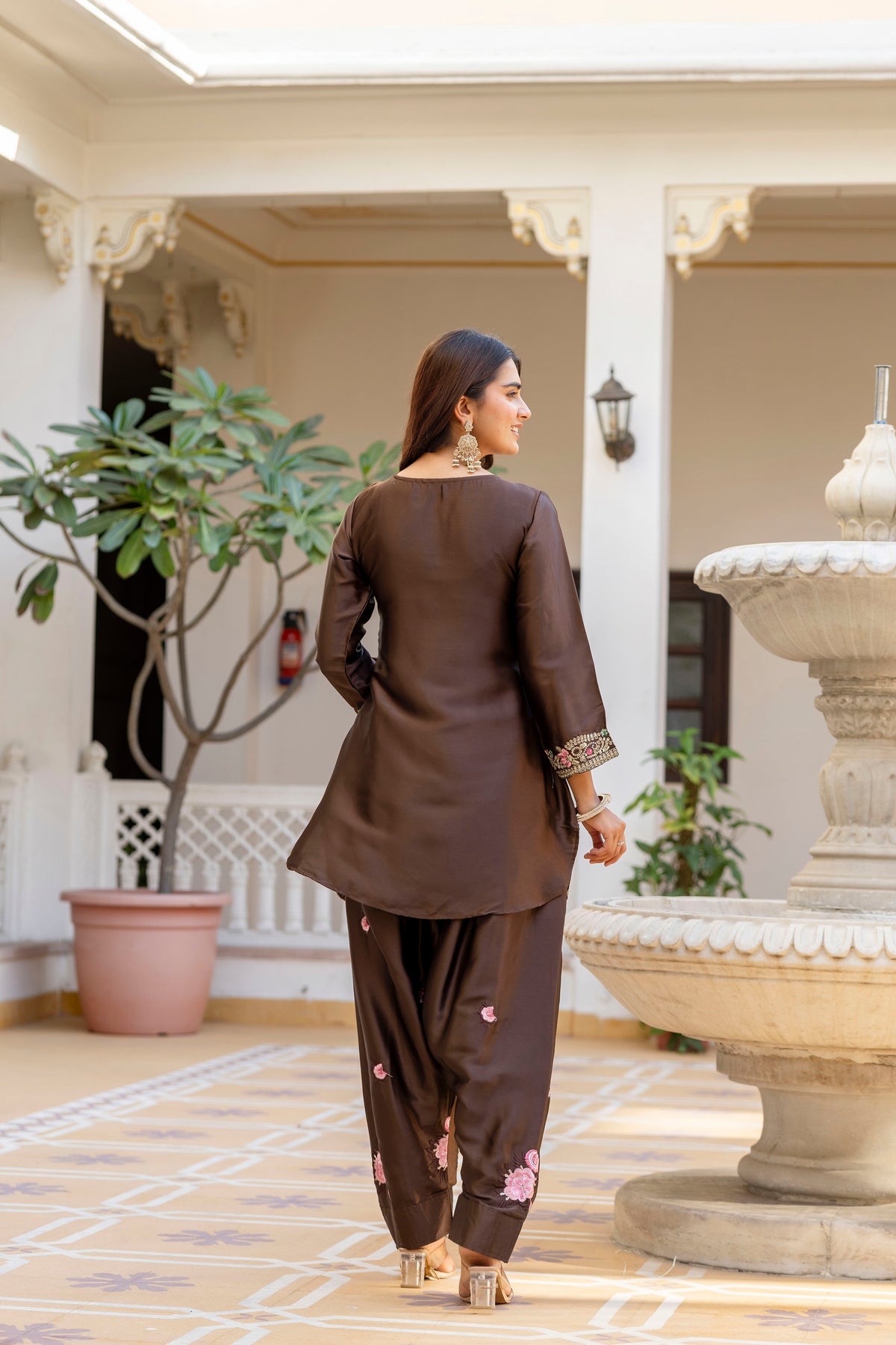Classic Traditional Patiala Outfit with Rich Embroidery, Floral Motifs, Flowing Dupatta and Plain Patiala Pant for Special Occasions
