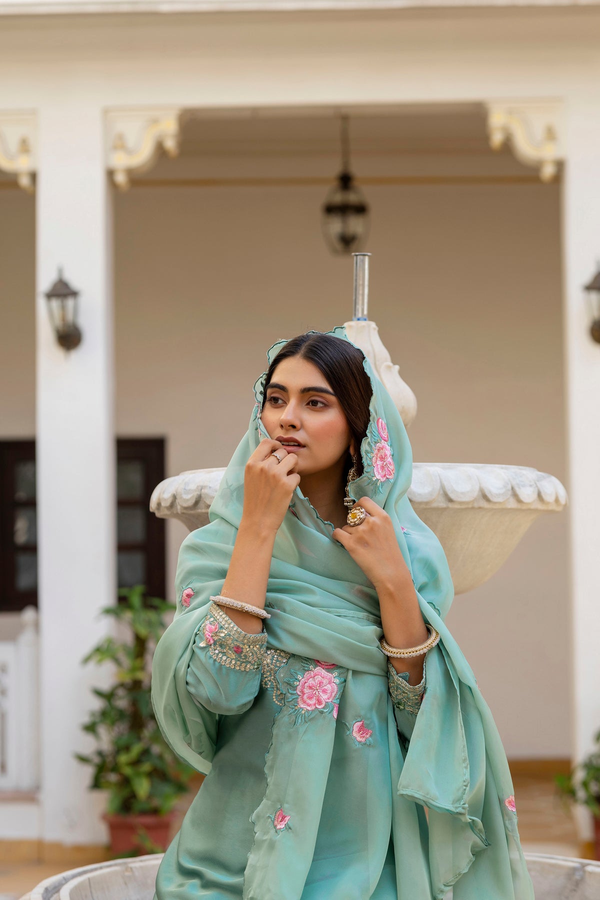 Classic Traditional Patiala Outfit with Rich Embroidery, Floral Motifs, Flowing Dupatta and Plain Patiala Pant for Special Occasions