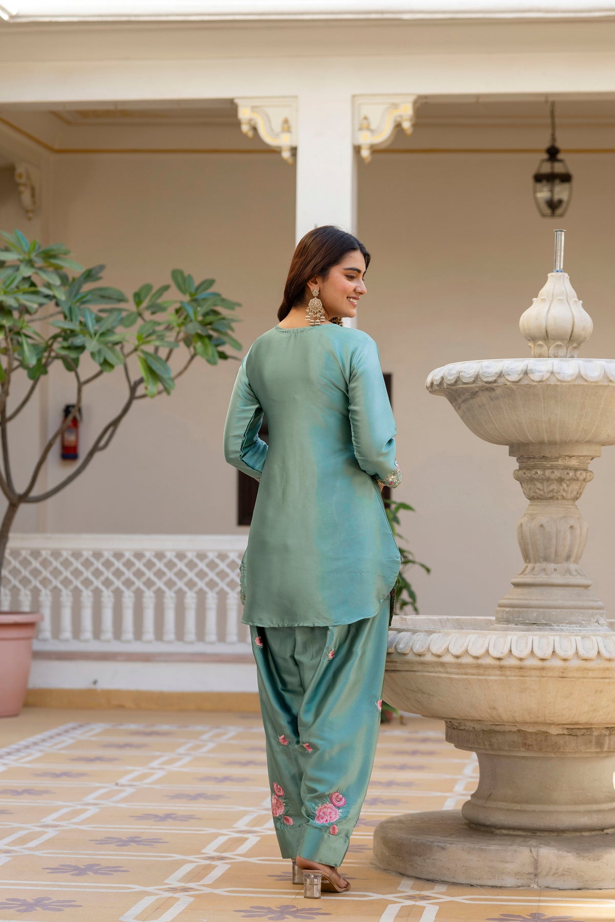 Classic Traditional Patiala Outfit with Rich Embroidery, Floral Motifs, Flowing Dupatta and Plain Patiala Pant for Special Occasions
