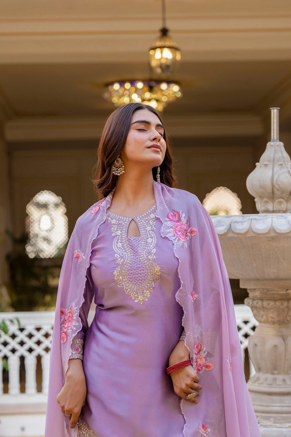Classic Traditional Patiala Outfit with Rich Embroidery, Floral Motifs, Flowing Dupatta and Plain Patiala Pant for Special Occasions