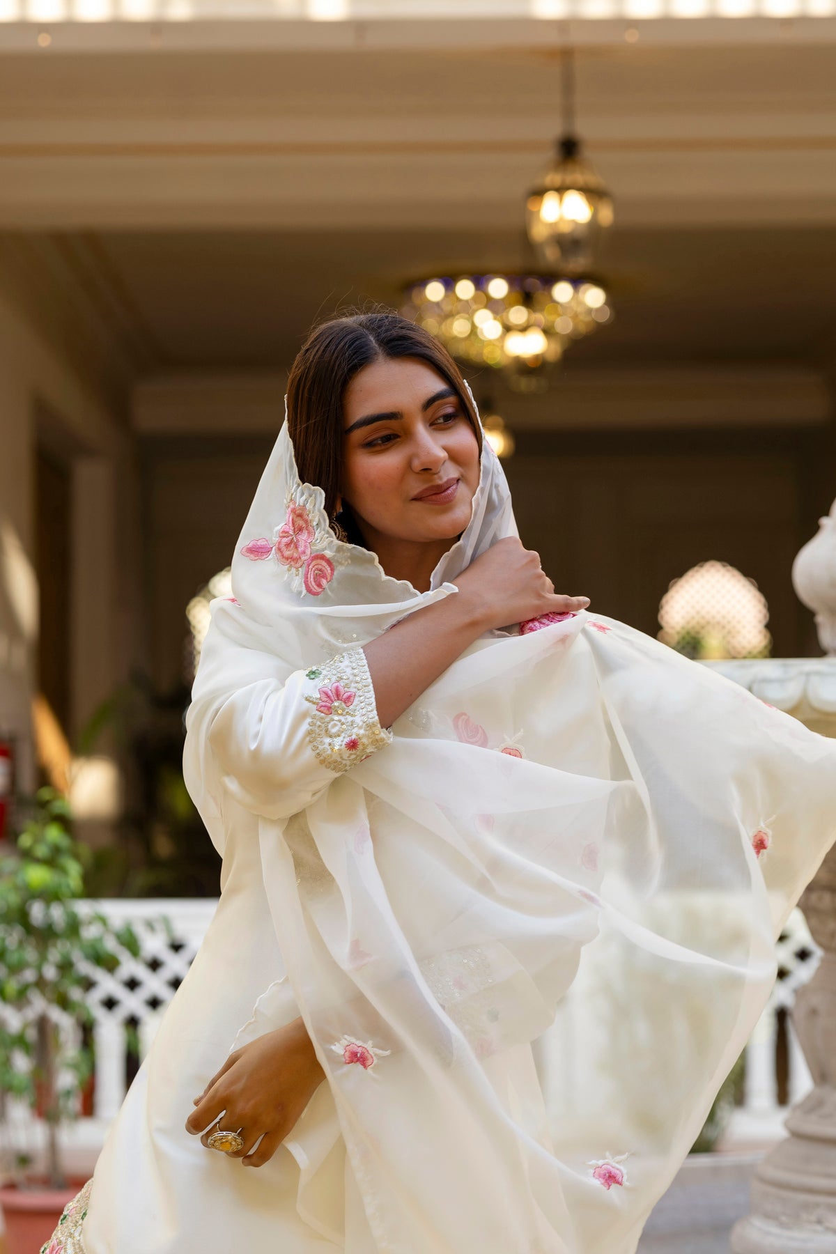 Classic Traditional Patiala Outfit with Rich Embroidery, Floral Motifs, Flowing Dupatta and Plain Patiala Pant for Special Occasions
