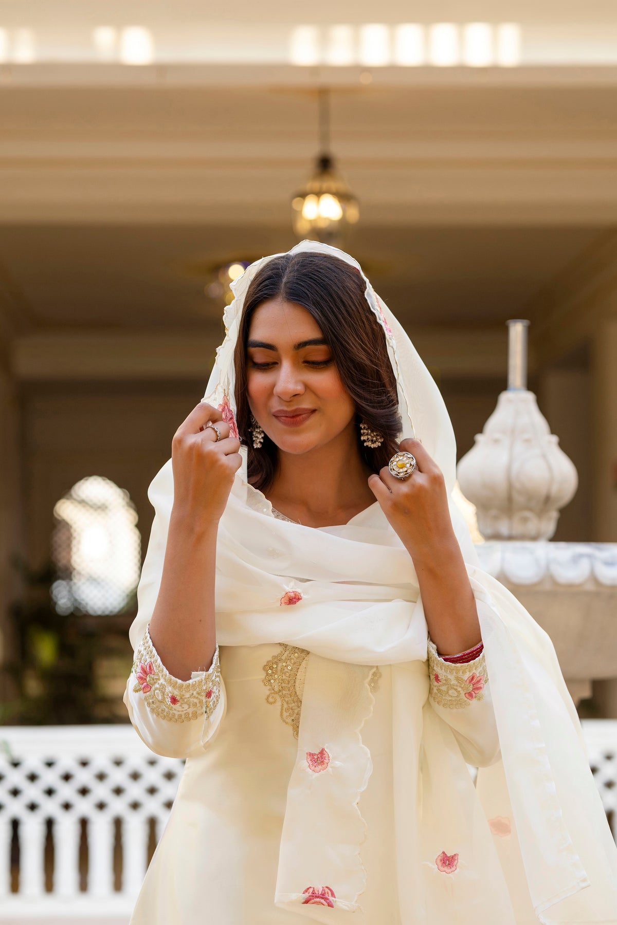 Classic Traditional Patiala Outfit with Rich Embroidery, Floral Motifs, Flowing Dupatta and Plain Patiala Pant for Special Occasions