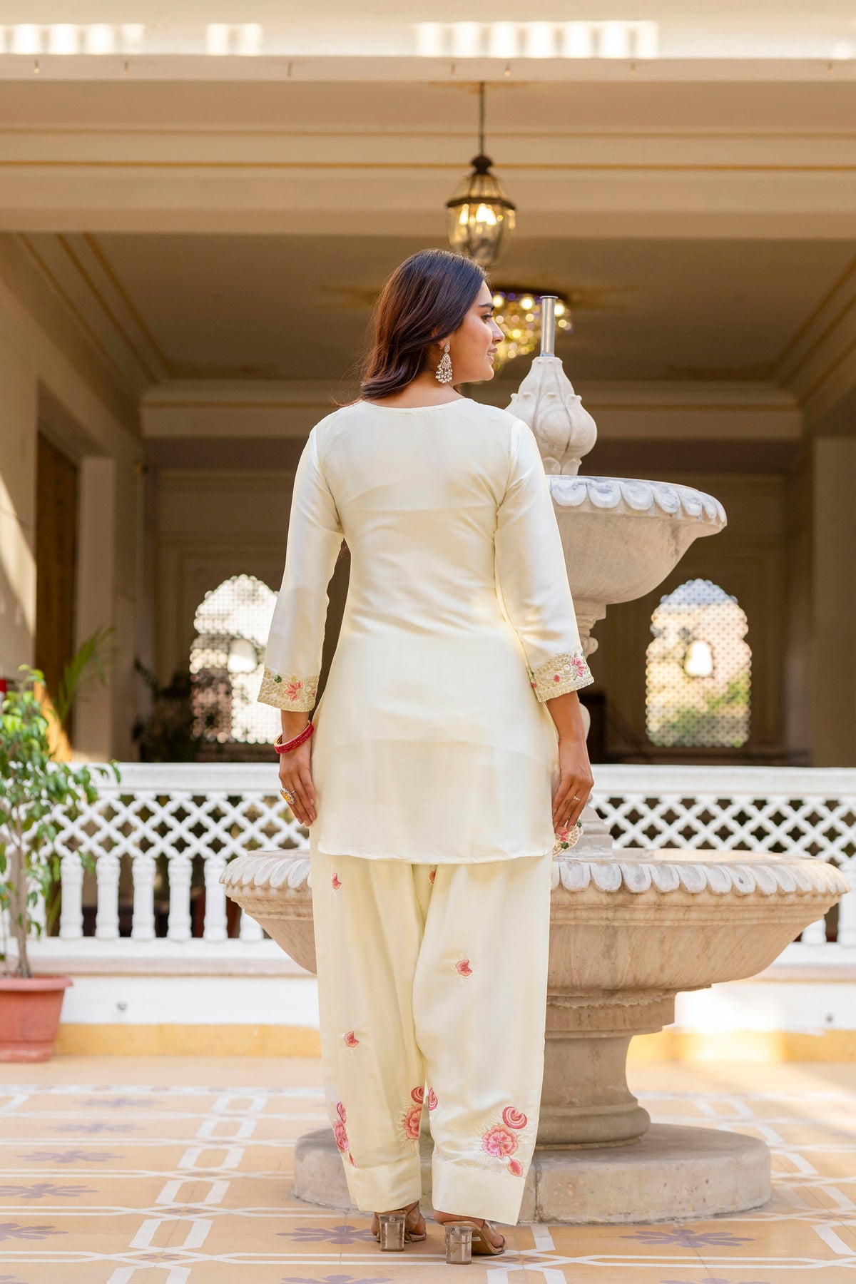 Classic Traditional Patiala Outfit with Rich Embroidery, Floral Motifs, Flowing Dupatta and Plain Patiala Pant for Special Occasions