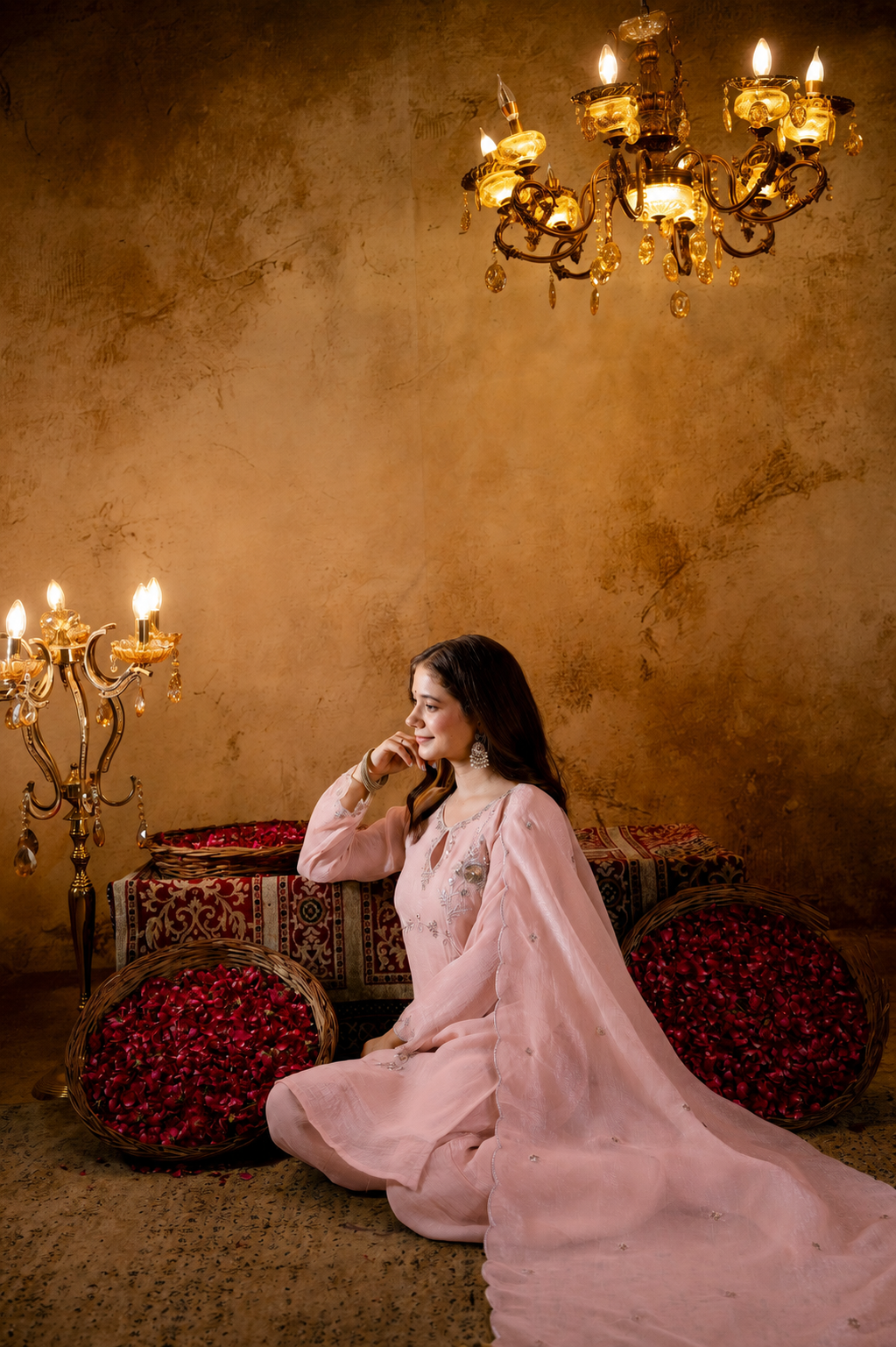 Women's Embroidered Short Kurta with Matching Pant & Dupatta Set