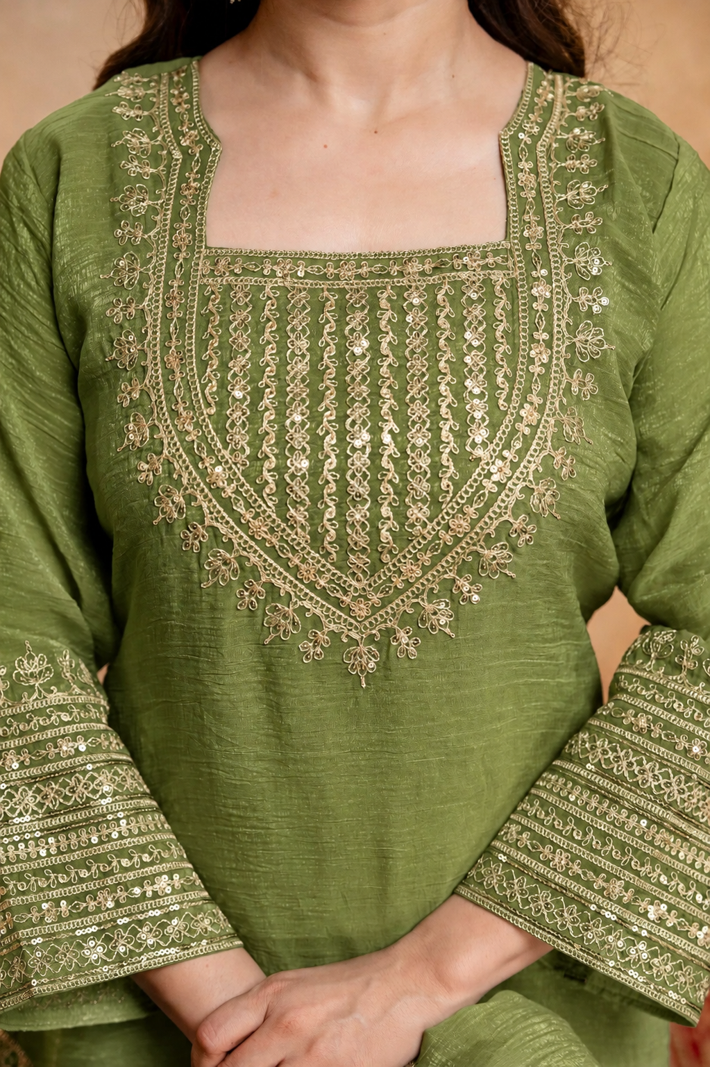 Women’s Embroidered Straight Kurta with Salawar Set | Festive Ethnic Wear with Intricate Embroidery & Embroidery work Bottom