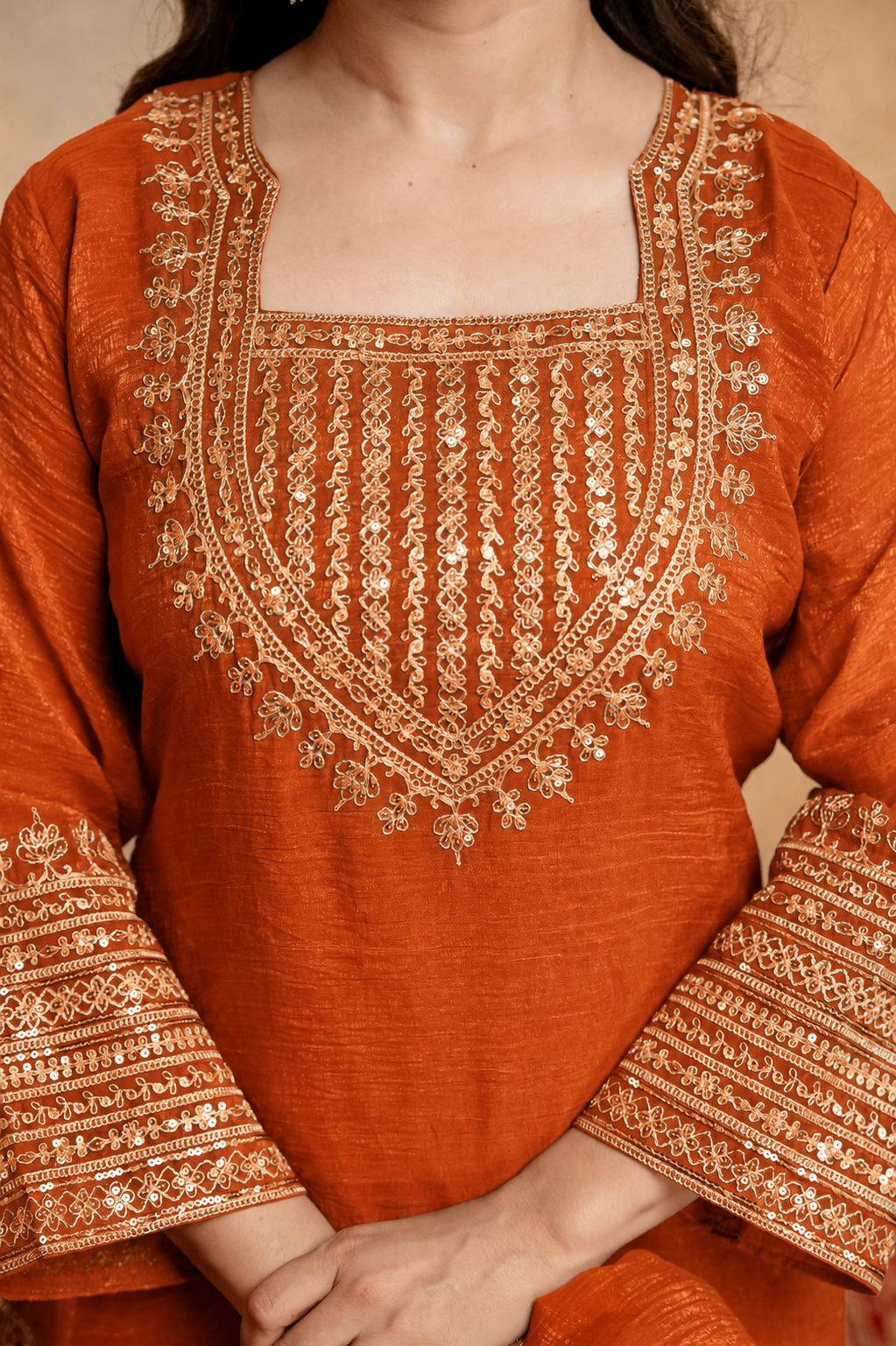 Women’s Embroidered Straight Kurta with Salawar Set | Festive Ethnic Wear with Intricate Embroidery & Embroidery work Bottom