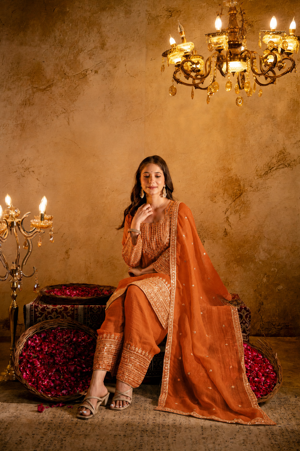 Women’s Embroidered Straight Kurta with Salawar Set | Festive Ethnic Wear with Intricate Embroidery & Embroidery work Bottom
