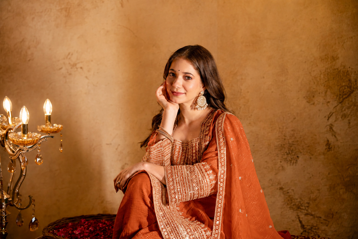 Women’s Embroidered Straight Kurta with Salawar Set | Festive Ethnic Wear with Intricate Embroidery & Embroidery work Bottom