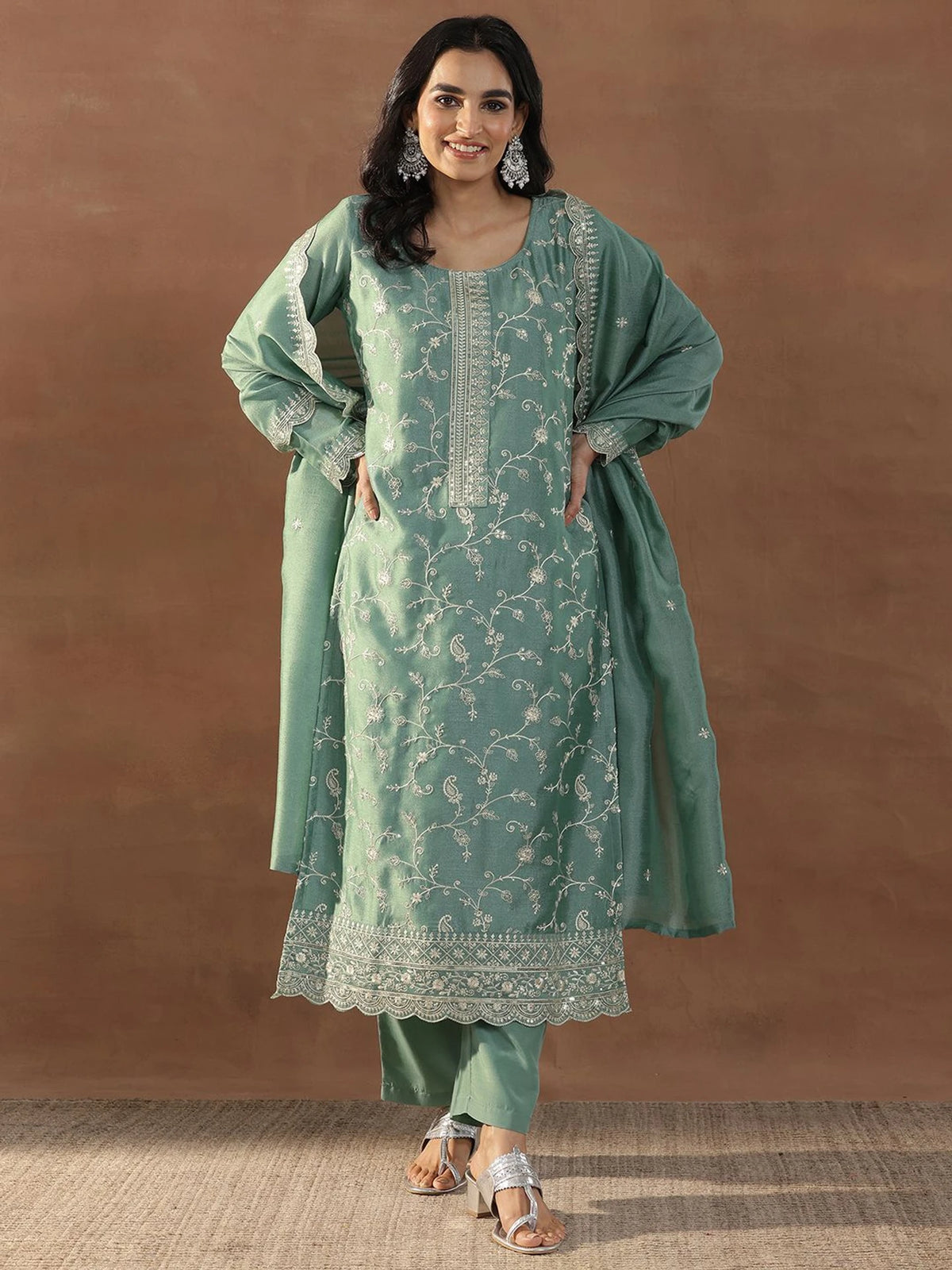 Trending Festive Wear Maroon Vichitra Silk Kurta Set for Women