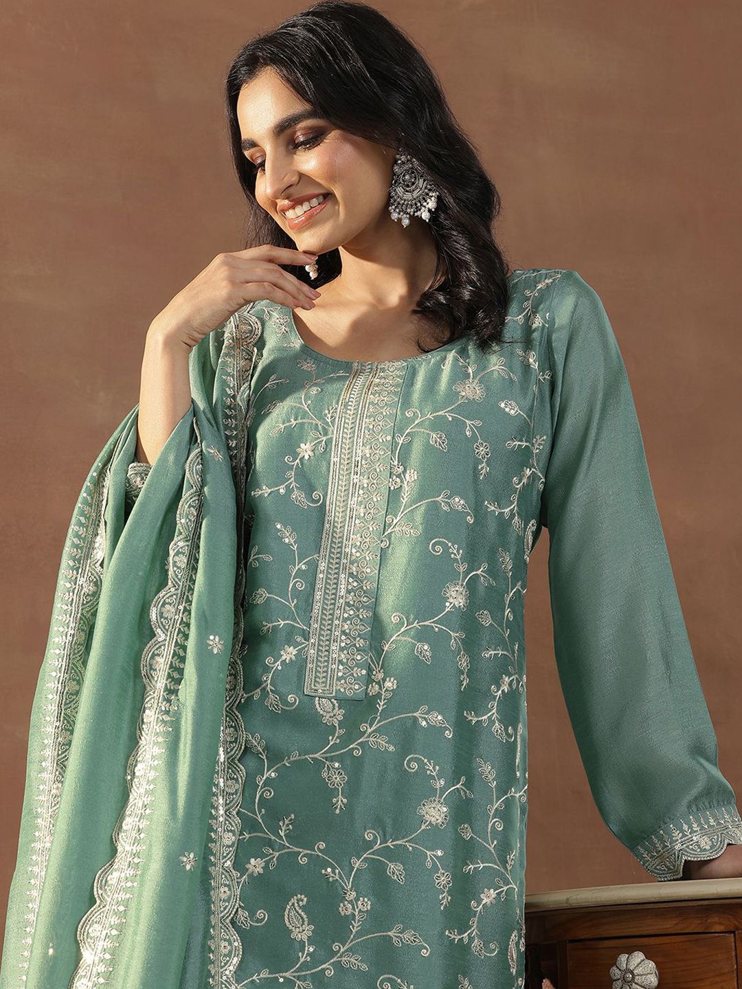 Trending Festive Wear Maroon Vichitra Silk Kurta Set for Women
