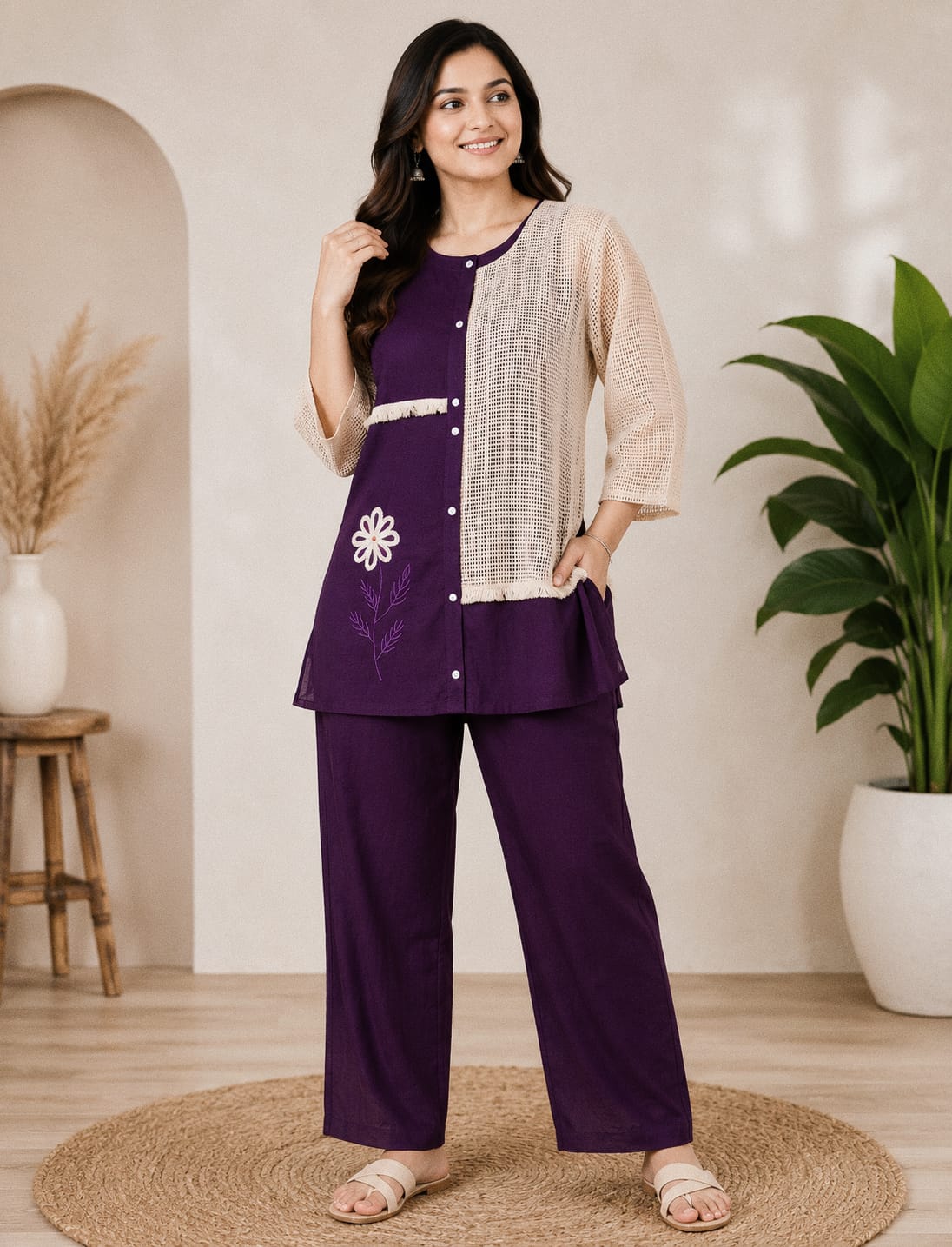 Cotton Flex Top & Pants Co-ord Set