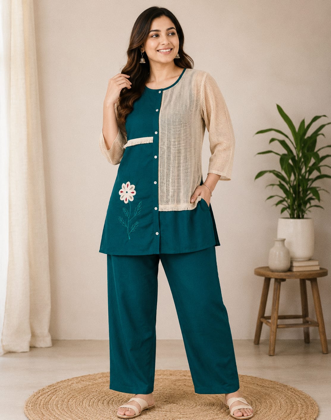 Cotton Flex Top & Pants Co-ord Set