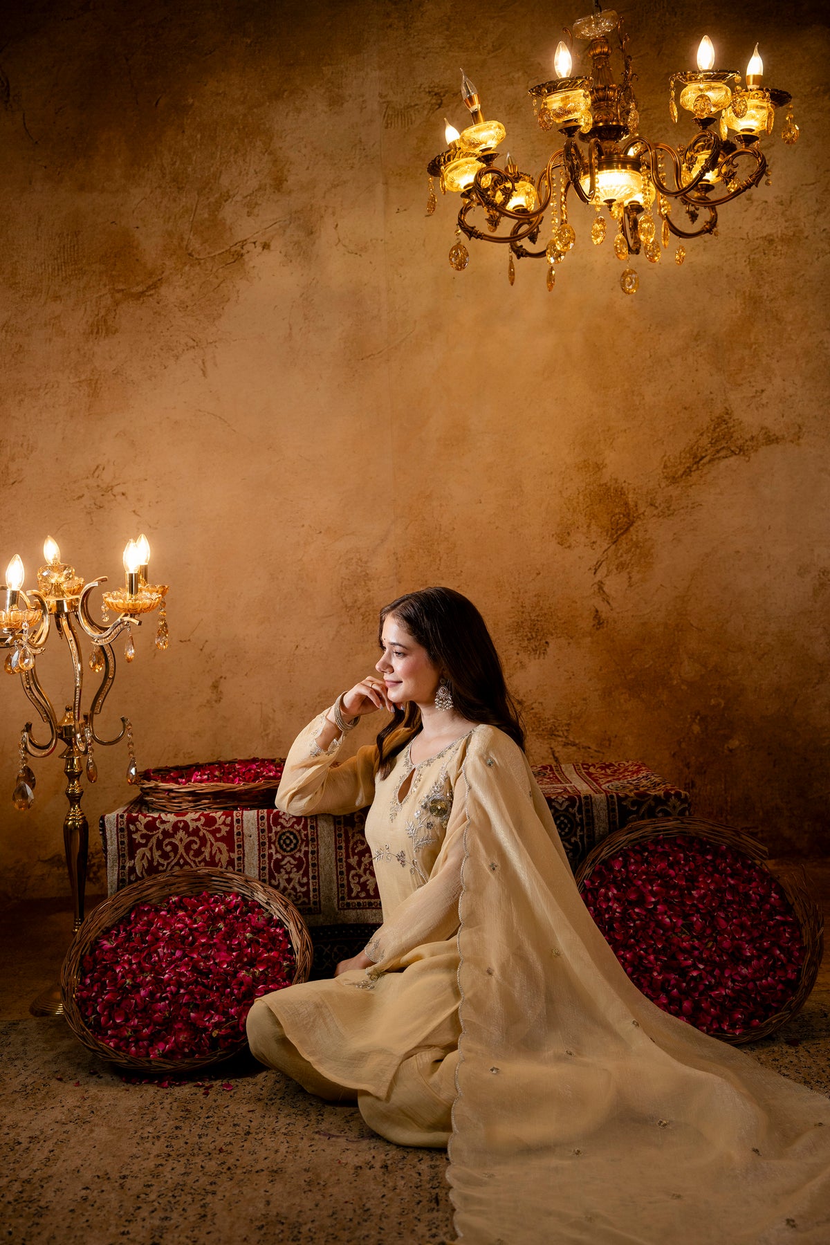 Women's Embroidered Short Kurta with Matching Pant & Dupatta Set