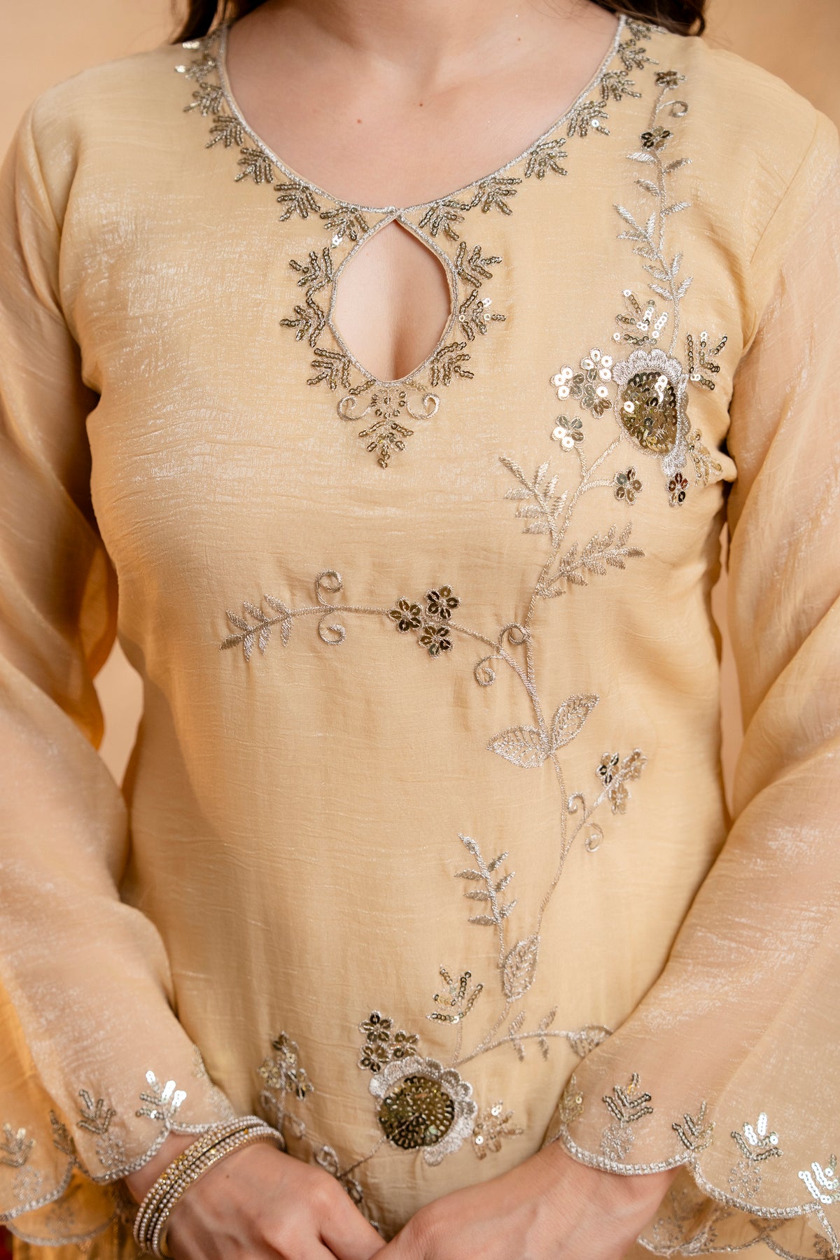 Women's Embroidered Short Kurta with Matching Pant & Dupatta Set
