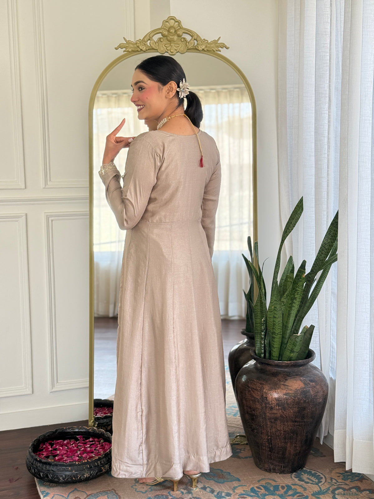 Women's Embroidered Anarkali and Pant with Dupatta Set