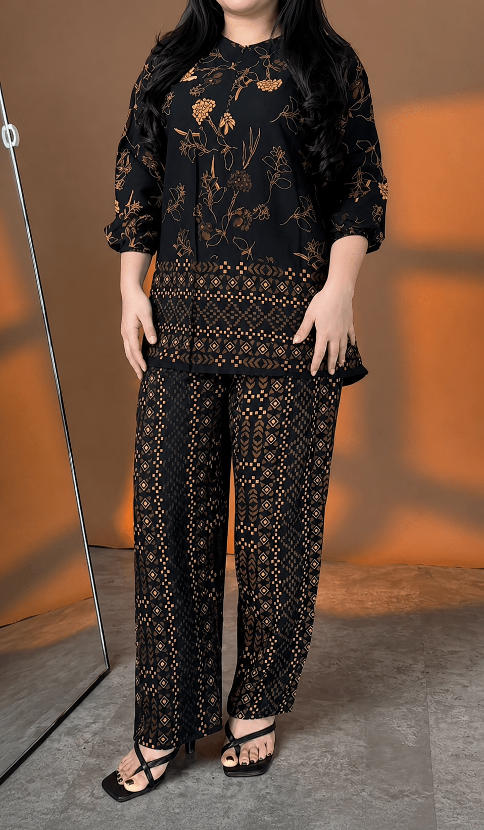 Premium Black Printed Rayon Co - Ord Set - Chhorii Fashion