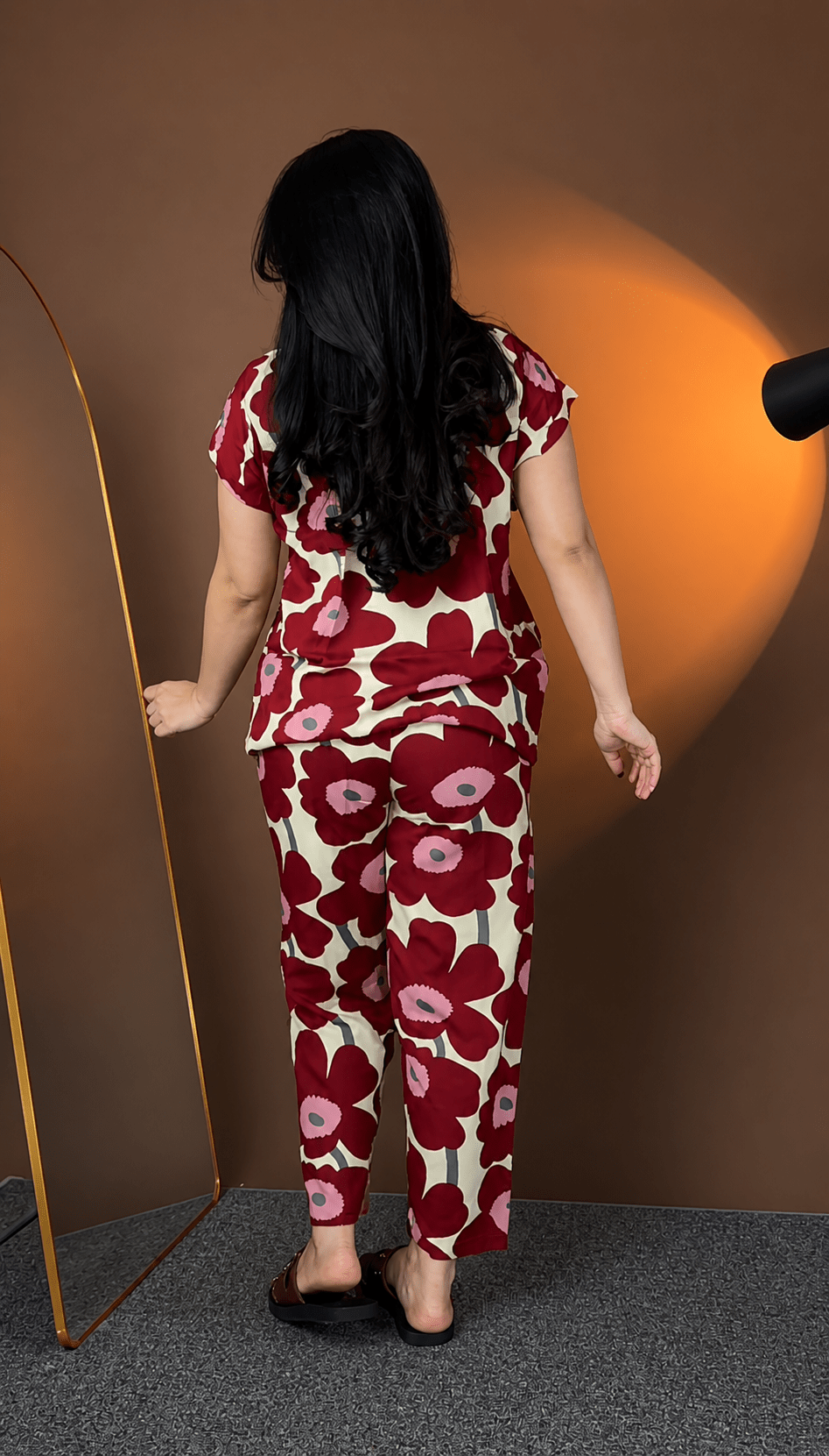 Premium Red Printed Rayon Co - Ord Set - Chhorii Fashion