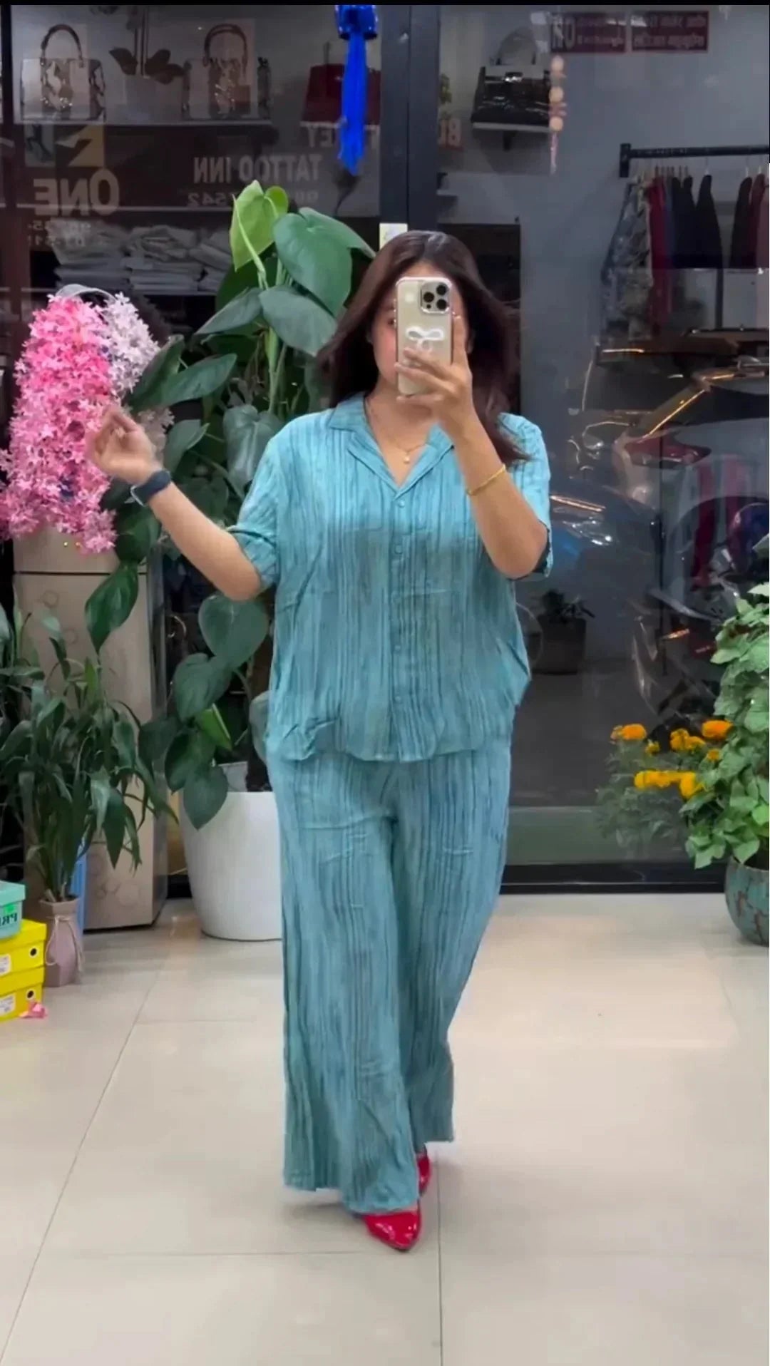 Sky Pure Linen Co - ord Set - Chhorii Fashion