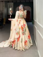 Floral Print Georgette Lehenga