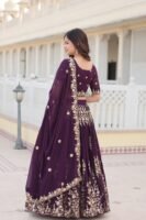 Festive Wine Embroidered Lehenga