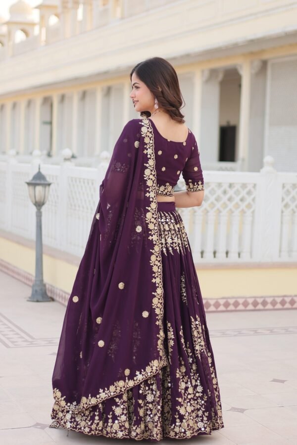 Festive Wine Embroidered Lehenga